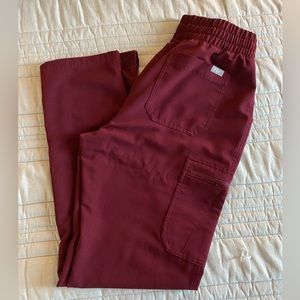 FIGS Women’s Yola High Waisted Skinny Scrub Pants - SMALL - Burgundy